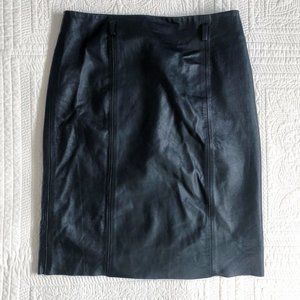Black Real Leather Skirt - Size 8 - BCBGMaxAzria